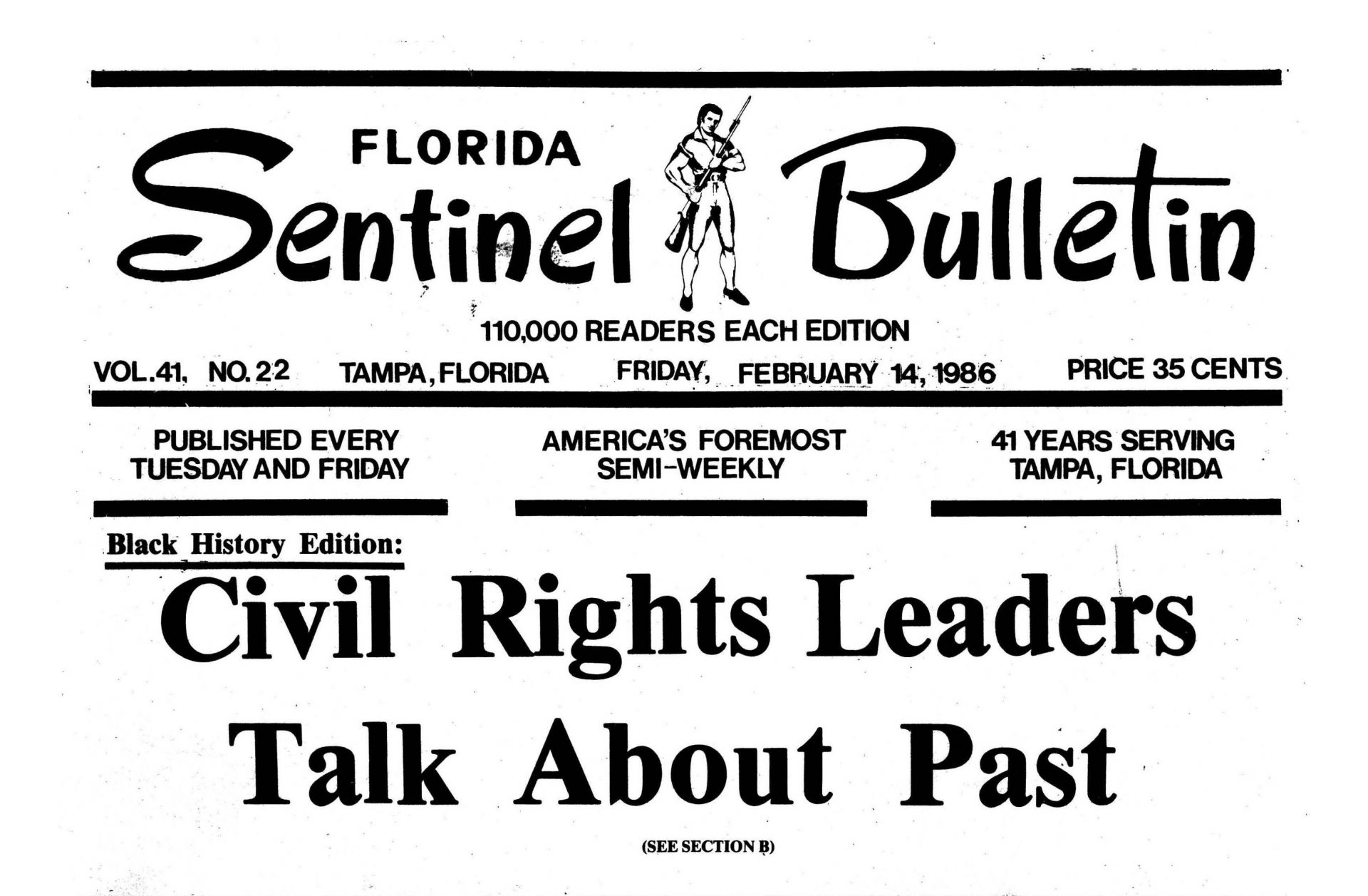 Cover of the Florida Sentinel Bulletin newspaper